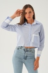 Saks Kol Manşet Detay Crop Gömlek 4183A