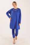Saks Kolyeli Çıtçıt Detay Sweat Takım 3479