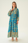 Saks Kruvaze Yaka Desenli Elbise 2643