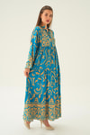 Saks Kruvaze Yaka Desenli Elbise 2643