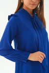 Saks Omuz Fırfırlı Fiyonklu Tunik 6796A