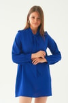 Saks Omuz Fırfırlı Fiyonklu Tunik 6796A