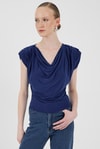 Saks Vatkalı Degaje Yaka Bluz 2509