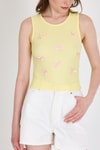 Sarı Fiyonk İşlemeli Crop Örme Atlet 0849