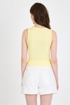 Sarı Fiyonk İşlemeli Crop Örme Atlet 0849