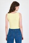 Sarı Şerit Detaylı Örme Crop Atlet 1049