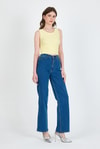 Sarı Şerit Detaylı Örme Crop Atlet 1049