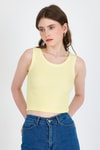 Sarı Şerit Detaylı Örme Crop Atlet 1049