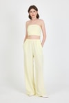 Sarı Straplez Asimetrik Bluz Pantolon Takım 5234