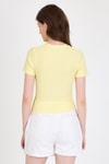 Sarı Taş İşleme Detaylı V Yaka Slim Fit Tişört 0949
