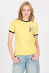 Sarı Yazı Baskılı Regular Fit Ribana Detaylı Tişört 6325