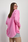 Şeker Pembe Çift Cepli Oversize Uzun Basic Gömlek TCR 6256A