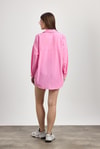 Şeker Pembe Çift Cepli Oversize Uzun Basic Gömlek TCR 6256A