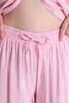 Şeker Pembe Mavi Straplez Bluz ve Geniş Paça Pantolon İkili Takım 5236