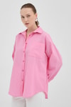 Şeker Pembe Tek Cepli Oversize Gömlek 8158A