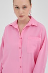 Şeker Pembe Tek Cepli Oversize Gömlek 8158A