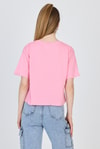 Şeker Pembe Yazı Nakışlı Crop Tişört 25259