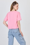 Şeker Pembe Yazı Nakışlı Crop Tişört 25259
