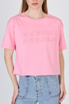Şeker Pembe Yazı Nakışlı Crop Tişört 25259