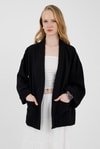 Siyah %100 Pamuk Cepli Müslin Kimono 8065A
