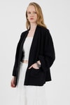 Siyah %100 Pamuk Cepli Müslin Kimono 8065A