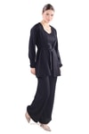 Siyah 3'lü Kimono Bluz Pantolon Takım 7002