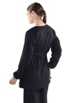 Siyah 3'lü Kimono Bluz Pantolon Takım 7002