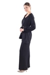 Siyah 3'lü Kimono Bluz Pantolon Takım 7002