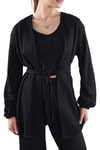 Siyah 3'lü Kimono Bluz Pantolon Takım 7002