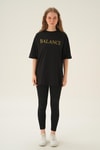 Siyah Balance Baskı Oversize Tişört 1697