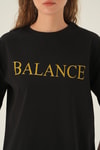 Siyah Balance Baskı Oversize Tişört 1697