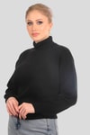 Siyah Balıkçı Yaka Basic Kazak 4225