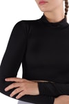 Siyah Balıkçı Yaka Crop Bluz 222