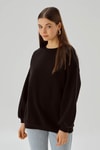 Siyah Bisiklet Yaka Oversize Sweat 3183