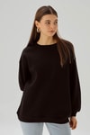 Siyah Bisiklet Yaka Oversize Sweat 3183