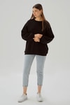 Siyah Bisiklet Yaka Oversize Sweat 3183