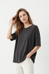 Siyah Bisiklet Yaka Oversize Tişört 3659