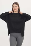 Siyah Bisiklet Yaka Parçalı Oysho Sweat 3000