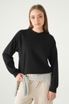 Siyah Bisiklet Yaka Sweat 8277A