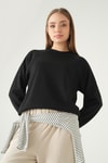 Siyah Bisiklet Yaka Sweat 8277A