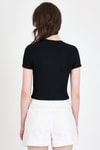 Siyah Bisiklet Yaka Taş İşleme Detaylı Slim Fit Crop Tişört 1149