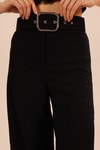 Siyah Bol Paça Kemerli Pantolon 5059