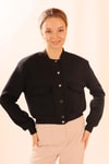 Siyah Çift Cepli Çıtçıtlı Kısa Sweat 1785