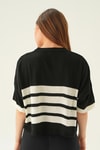 Siyah Çizgi Detay Oversize Tişört 1454
