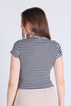Siyah Çizgili Crop Bluz 5285