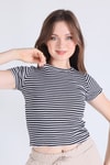 Siyah Çizgili Crop Bluz 5285