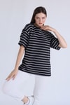 Siyah Çizgili Oversize Tişört 23350