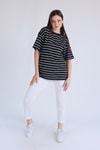 Siyah Çizgili Oversize Tişört 23350