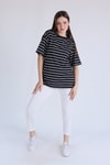 Siyah Çizgili Oversize Tişört 23350