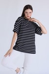 Siyah Çizgili Oversize Tişört 23350
